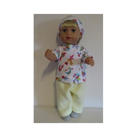 complete set geel met vogels wit baby born 43cm