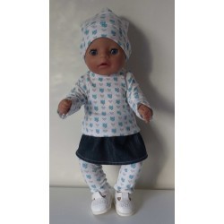 rok setje blauwe bloemen  baby born little 36cm