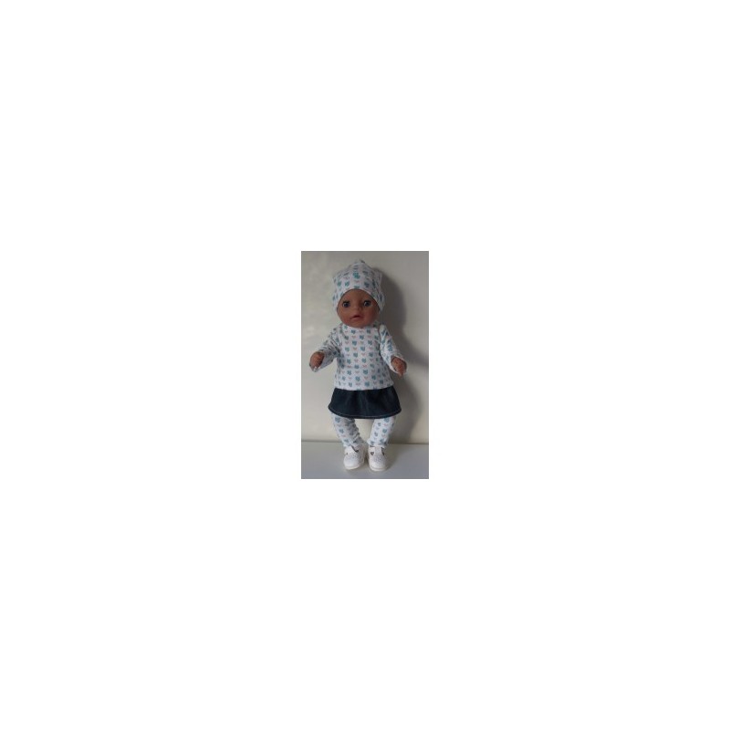 rok setje blauwe bloemen  baby born little 36cm