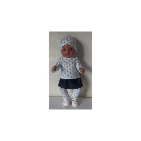 rok setje blauwe bloemen  baby born little 36cm