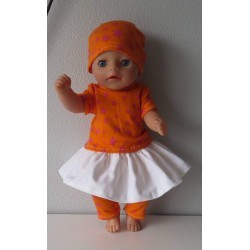 rok setje oranje met roze sterren baby born little 36cm
