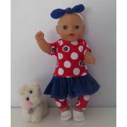 rok setje rood polka dots baby born little 36cm
