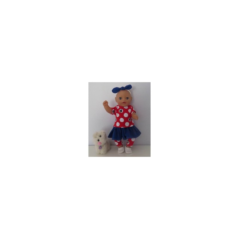 rok setje rood polka dots baby born little 36cm