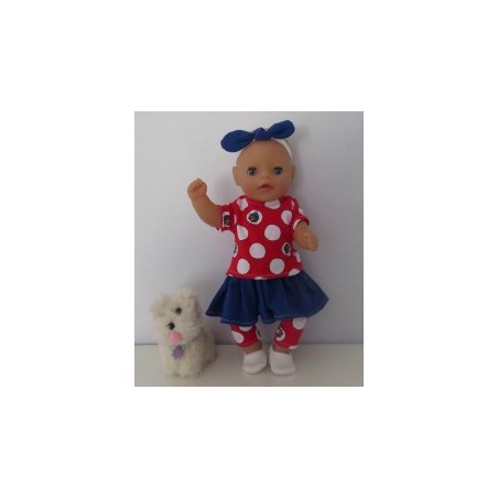 rok setje rood polka dots baby born little 36cm
