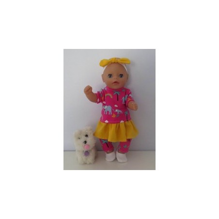 rok setje hard roze olifanten baby born little 36cm