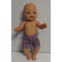 boxershort grijs met bloemen  baby born little 36cm