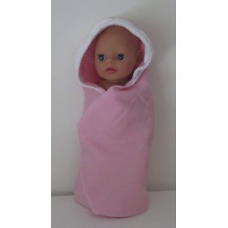 omslagdoek roze met wit baby born little 36cm