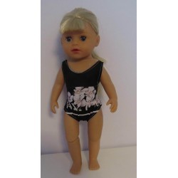 badpak zwart bloemen baby born little 36cm
