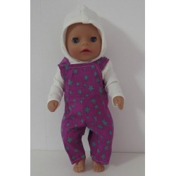 tuinbroek hard roze met sterren groen baby born little 36cm