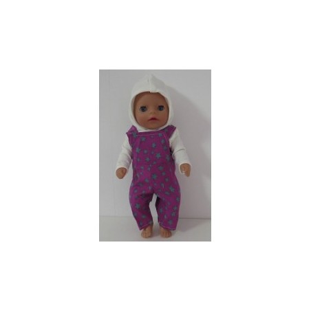 tuinbroek hard roze met sterren groen baby born little 36cm