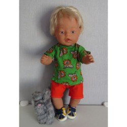 korte broek set groen leeuwen baby born 43cm