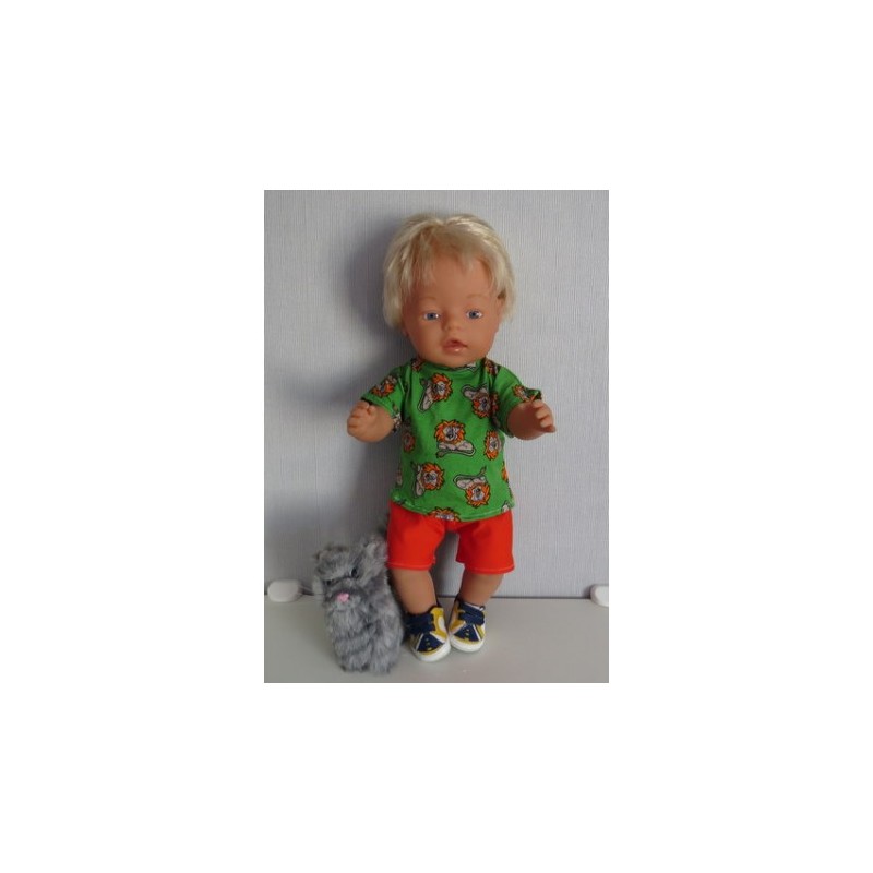 korte broek set groen leeuwen baby born 43cm