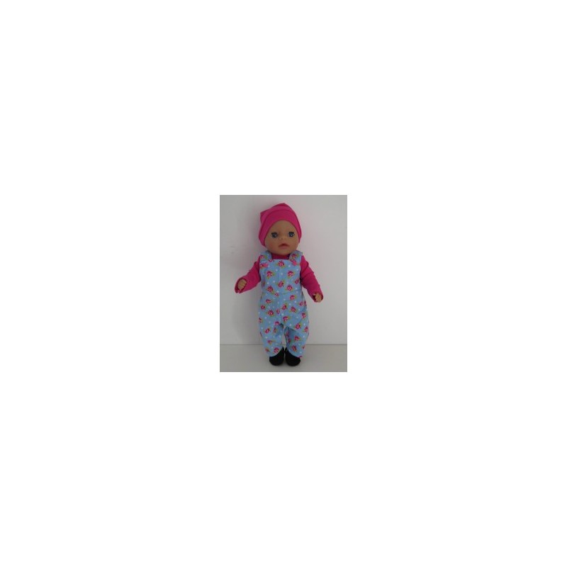 tuinbroek blauw roosjes baby born little 36cm