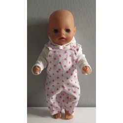 tuinbroek met roze sterren baby born little 36cm