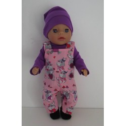 tuinbroek roze konijn baby born little 36cm