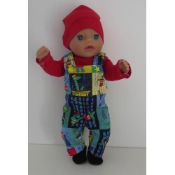 tuinbroek dino's met geel baby born little 36cm