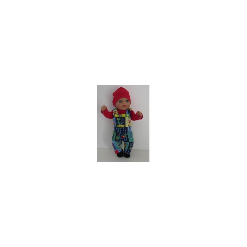 tuinbroek dino's met geel baby born little 36cm