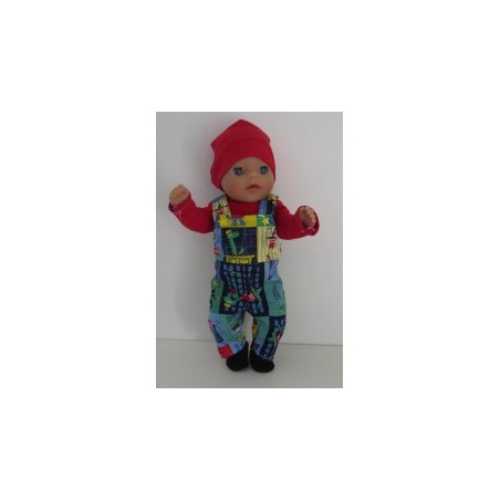 tuinbroek dino's met geel baby born little 36cm