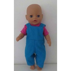 tuinbroek blauw met roze baby born little 36cm