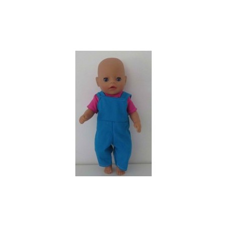 tuinbroek blauw met roze baby born little 36cm