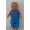 tuinbroek blauw met roze baby born little 36cm