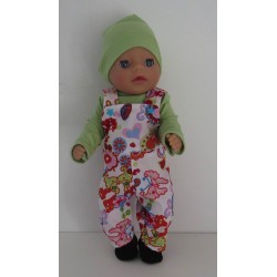 tuinbroek wit met vlinders en bloemen baby born little 36cm