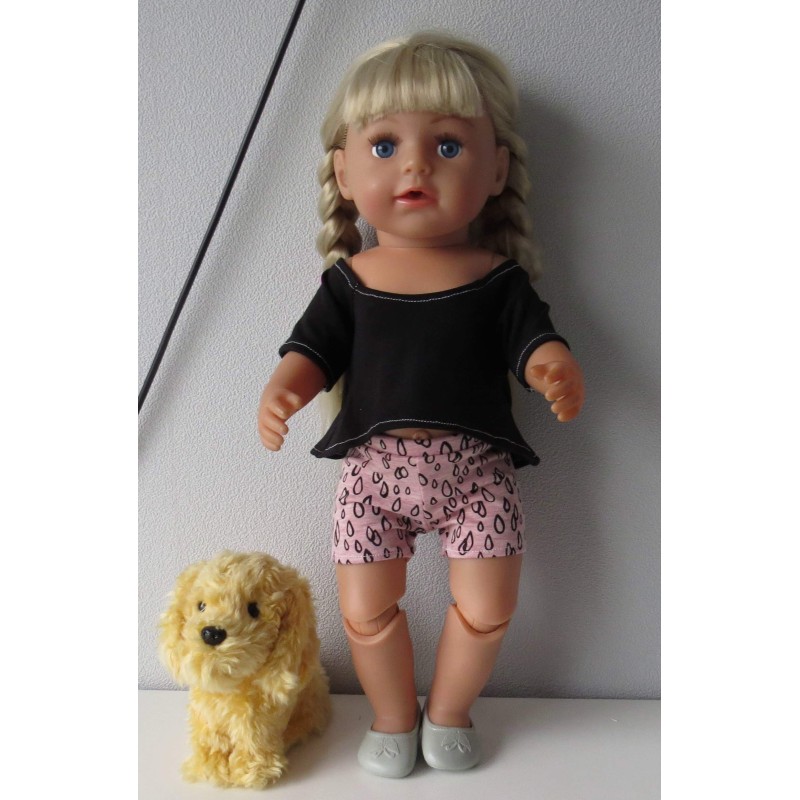zomerse korte broek set roze druppels baby born 43cm