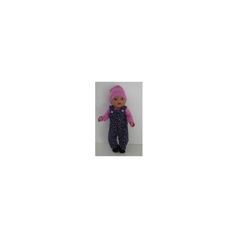 tuinbroek donker blauw met bloemen baby born little 36cm