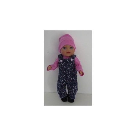 tuinbroek donker blauw met bloemen baby born little 36cm