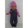 tuinbroek donker blauw met bloemen baby born little 36cm