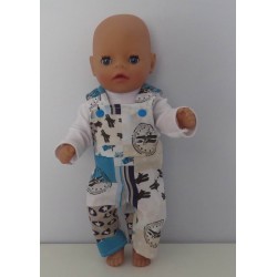 tuinbroek blauw vliegtuigen baby born little 36cm