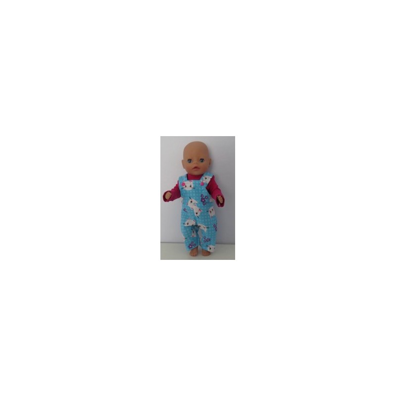 tuinbroek blauw kat baby born little 36cm