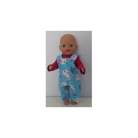 tuinbroek blauw kat baby born little 36cm