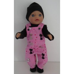 tuinbroek roze kat baby born little 36cm