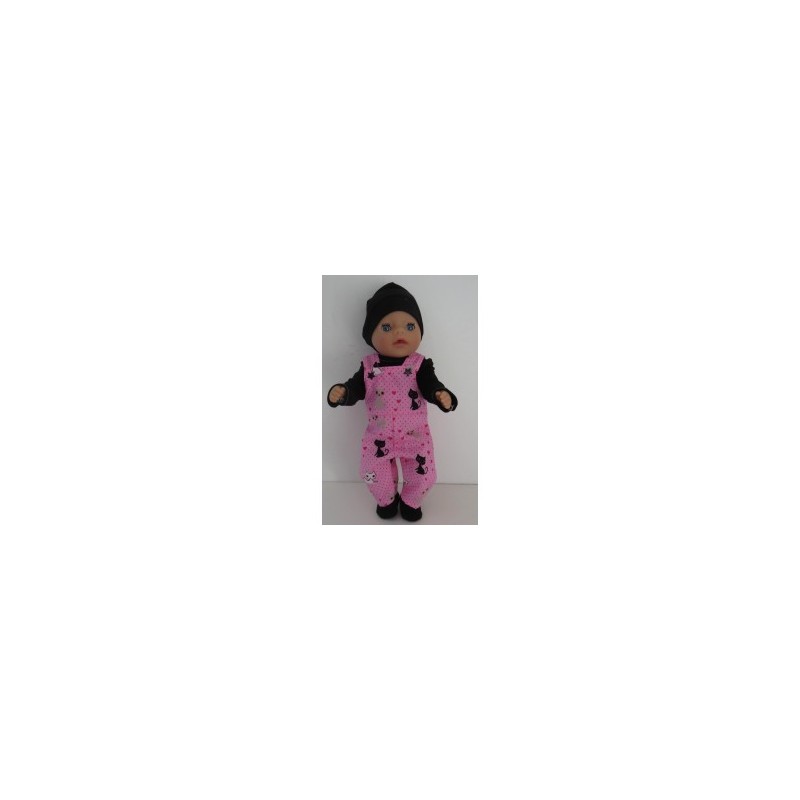 tuinbroek roze kat baby born little 36cm
