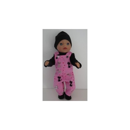 tuinbroek roze kat baby born little 36cm