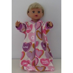 slaapzak mouwen roze lila hartjes  baby born little 36cm
