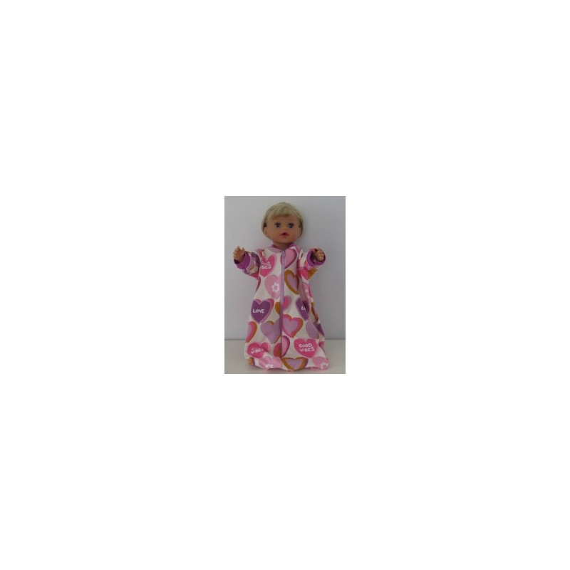 slaapzak mouwen roze lila hartjes  baby born little 36cm
