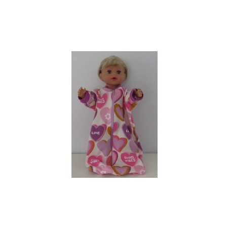 slaapzak mouwen roze lila hartjes  baby born little 36cm