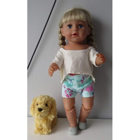 zomerse korte broek set mint flamingo's baby born 43cm