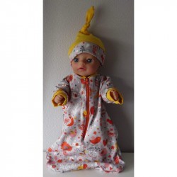 slaapzak mouwen grijs vogels baby born little 36cm