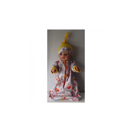 slaapzak mouwen grijs vogels baby born little 36cm