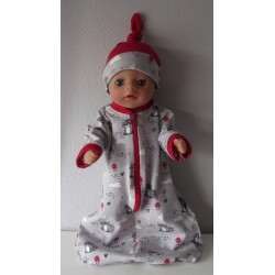 slaapzak mouwen grijs wasberen baby born little 36cm