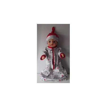 slaapzak mouwen grijs wasberen baby born little 36cm
