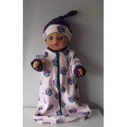 slaapzak mouwen roze uilen baby born little 36cm