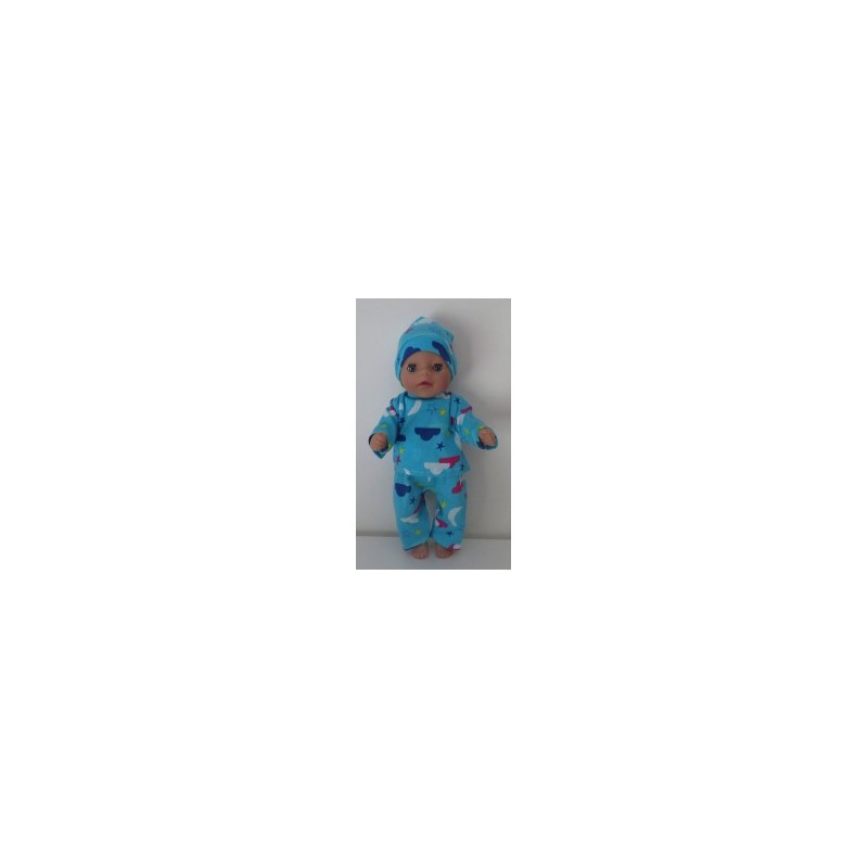 pyjama aqua blauw maan sterren baby born little 36cm