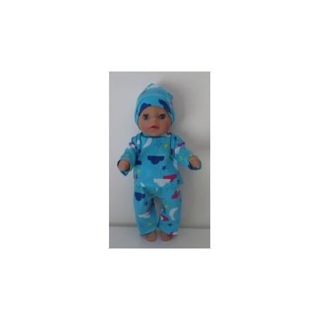 pyjama aqua blauw maan sterren baby born little 36cm