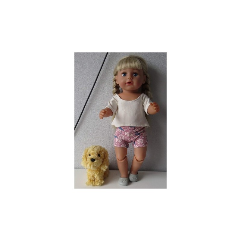 zomerse korte broek set oud roze flamingo's baby born 43cm