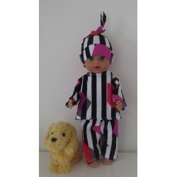 pyjama zwart wit gestreept baby born little 36cm