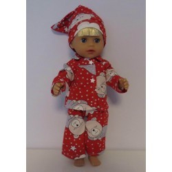 pyjama rood beren baby born little 36cm